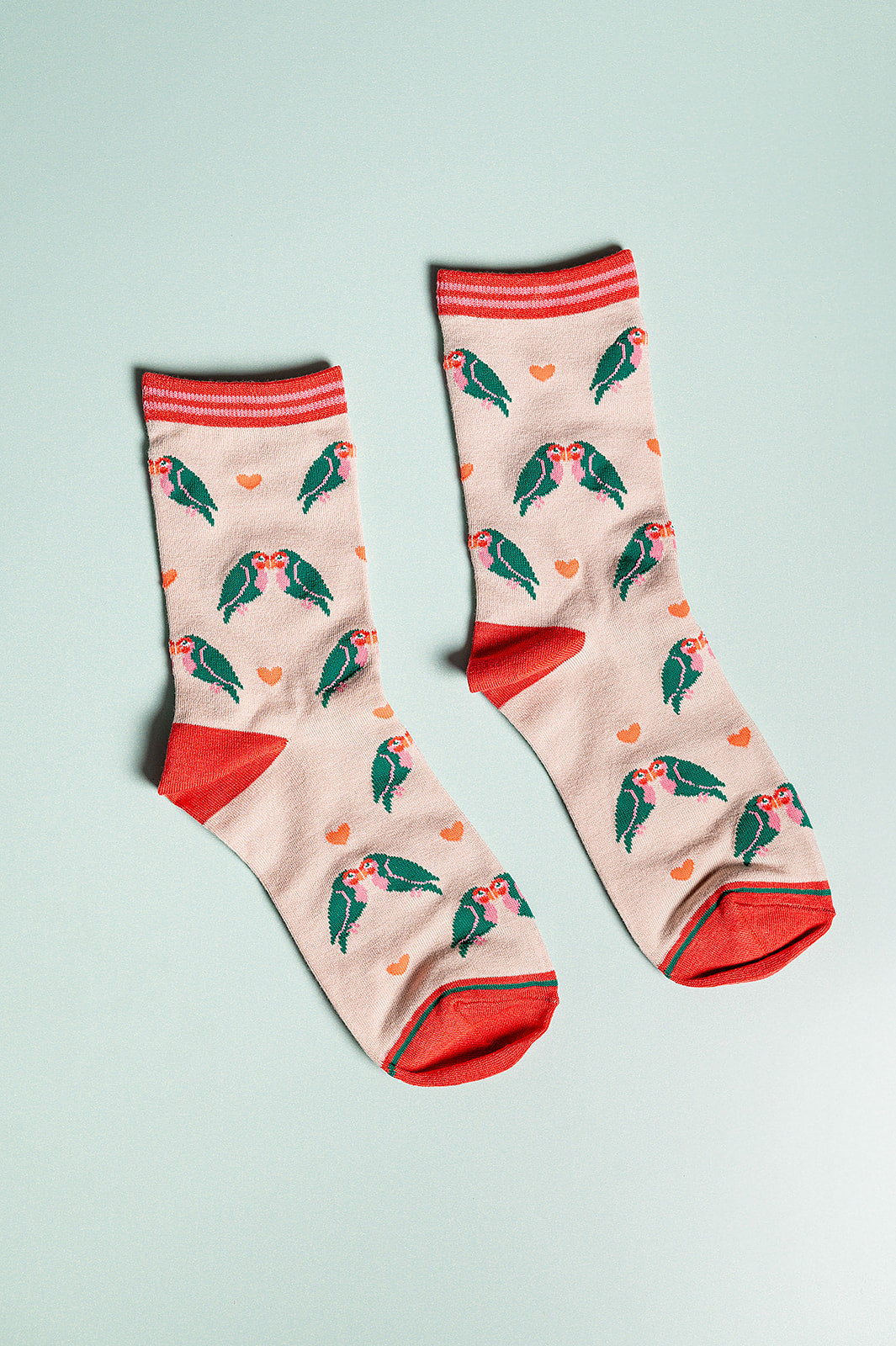Birds + hearts bamboo socks