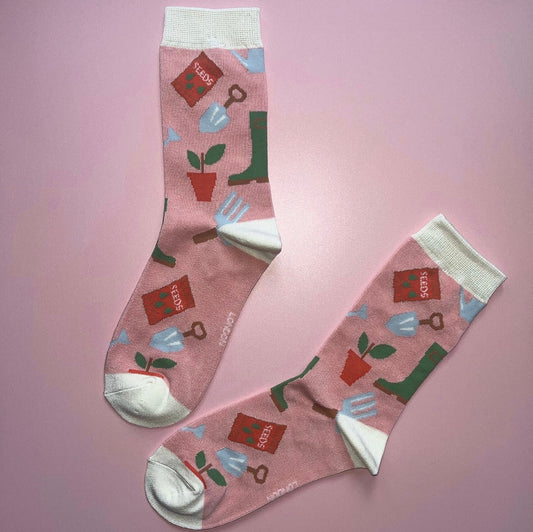 Gardening Bamboo Socks Pink