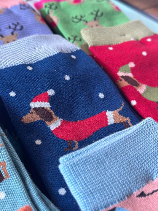 Festive Dogs Bamboo Socks