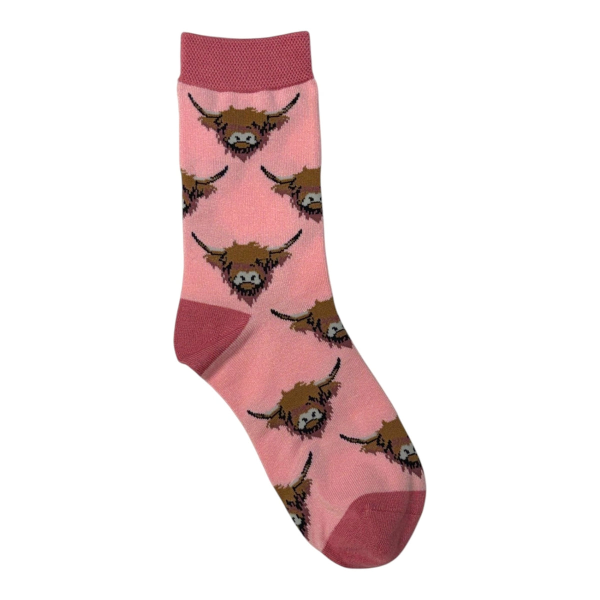 Highland Cow Just Be Socks Bamboo Socks Pink 2 Pair Bundle