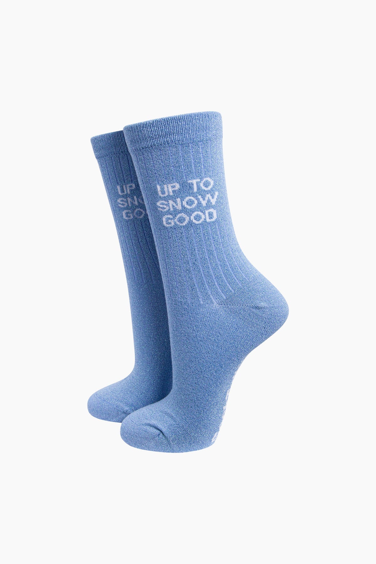 Up to Snow Good Combed Cotton Glitter Socks in Light Blue
