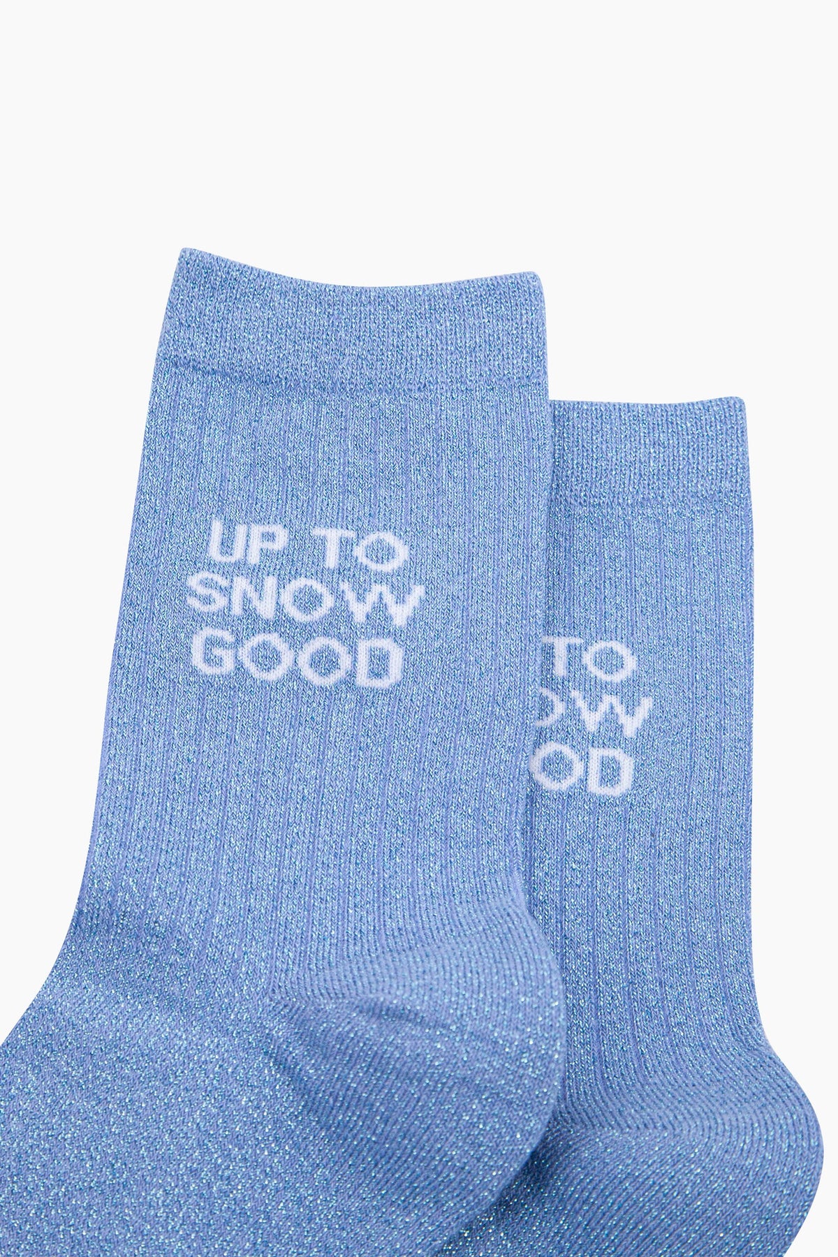 Up to Snow Good Combed Cotton Glitter Socks in Light Blue