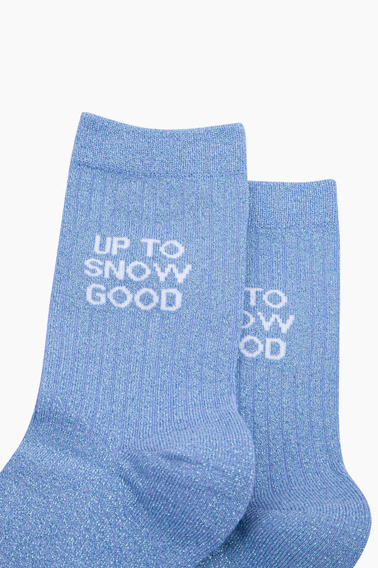 Up to Snow Good Combed Cotton Glitter Socks in Light Blue