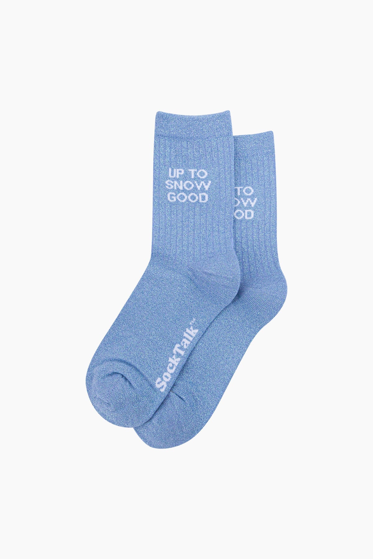 Up to Snow Good Combed Cotton Glitter Socks in Light Blue