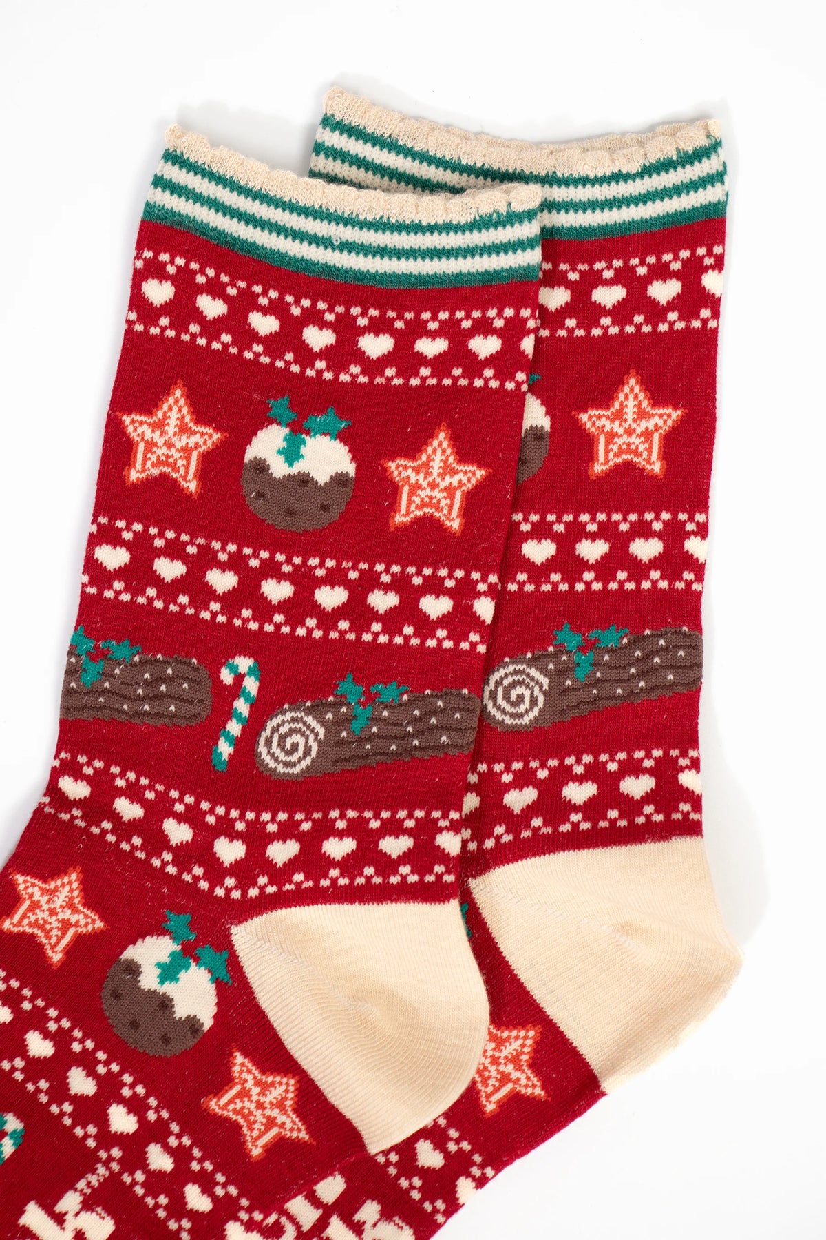 Women's Bamboo Socks - Red/Green, Christmas Pudding