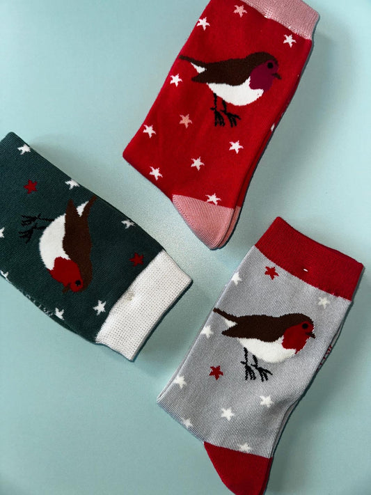 Robin Bamboo Christmas Socks