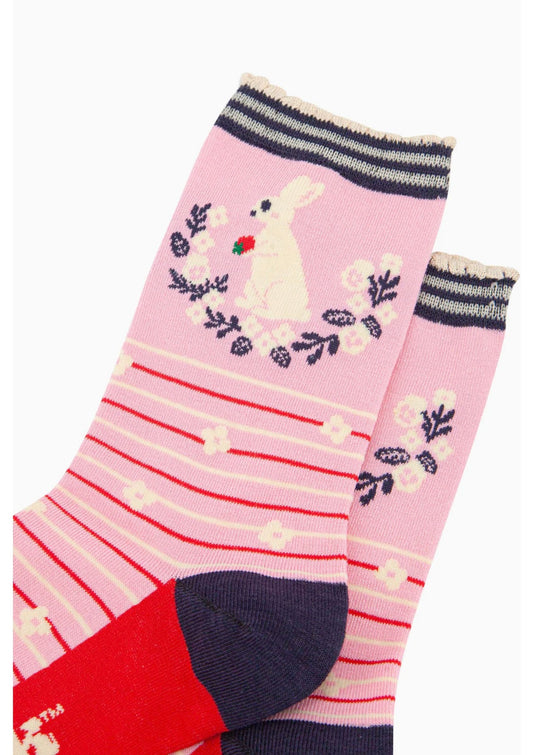 Rabbit bamboo socks pink