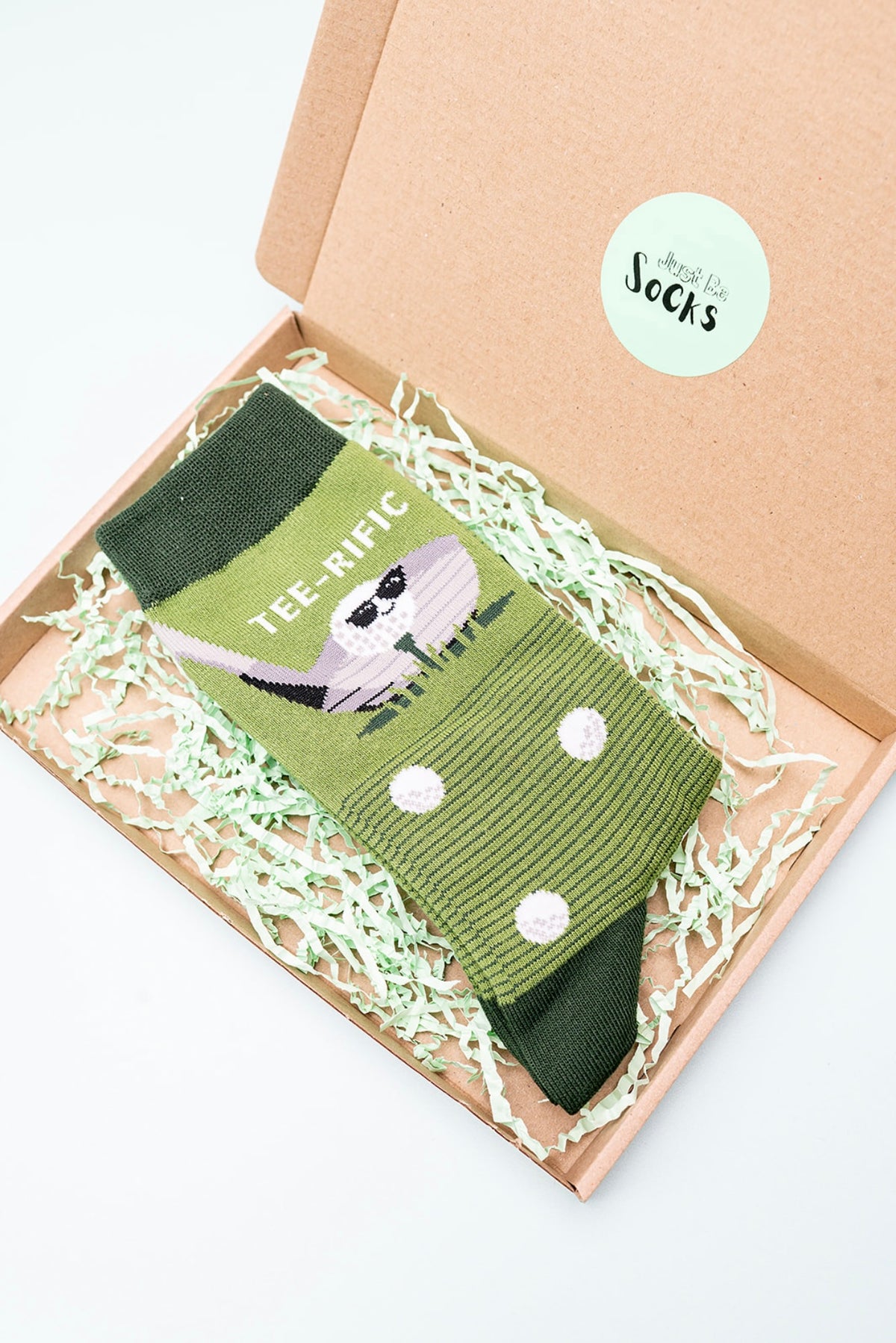 Men's Combed Cotton Crew Socks- Green, Teerific Golf