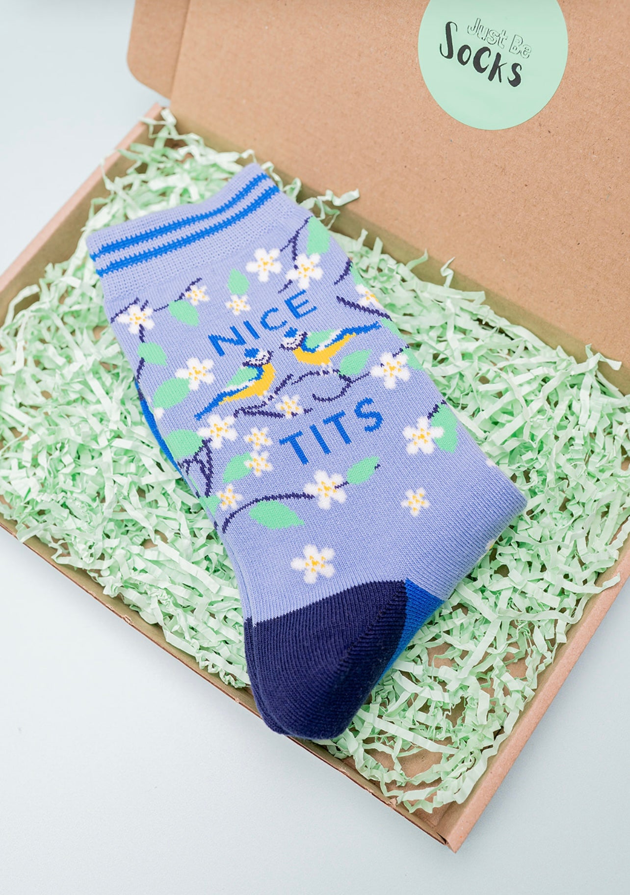 Women's Combed Cotton Ankle Socks- Blue, Nice Tits
