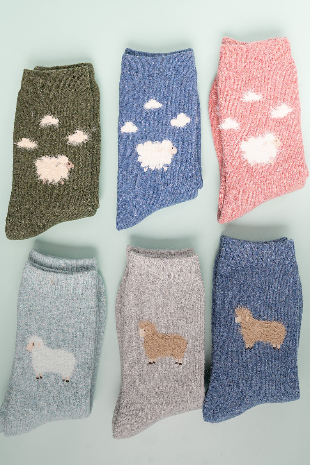 Denim wool blend fluffy sheep socks