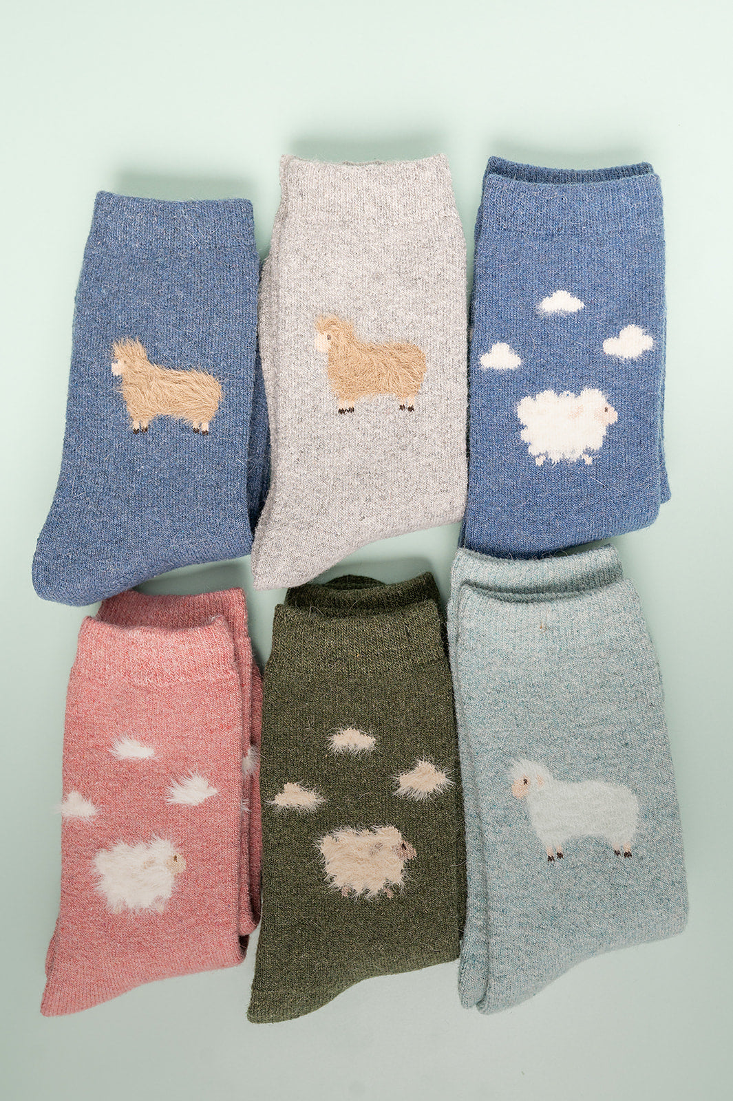 Denim wool blend fluffy sheep socks
