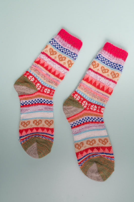 Nordic Pink Wool Socks