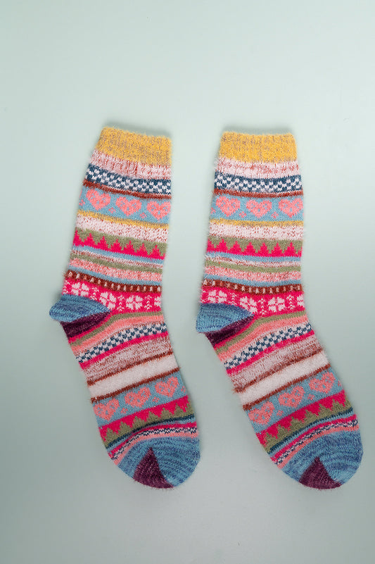 Nordic Yellow Cuff Wool Socks