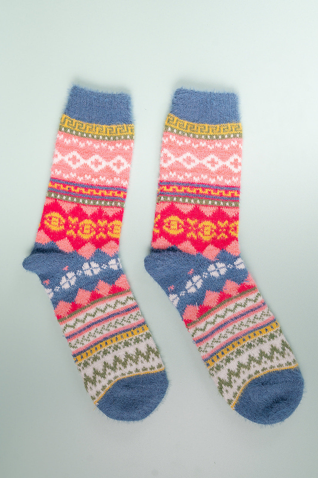 Nordic Blue Wool Socks