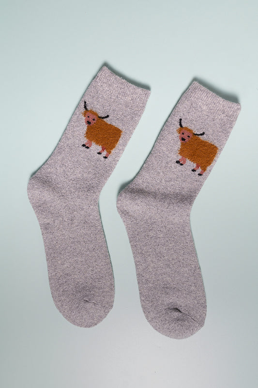 Highland cow wool grey