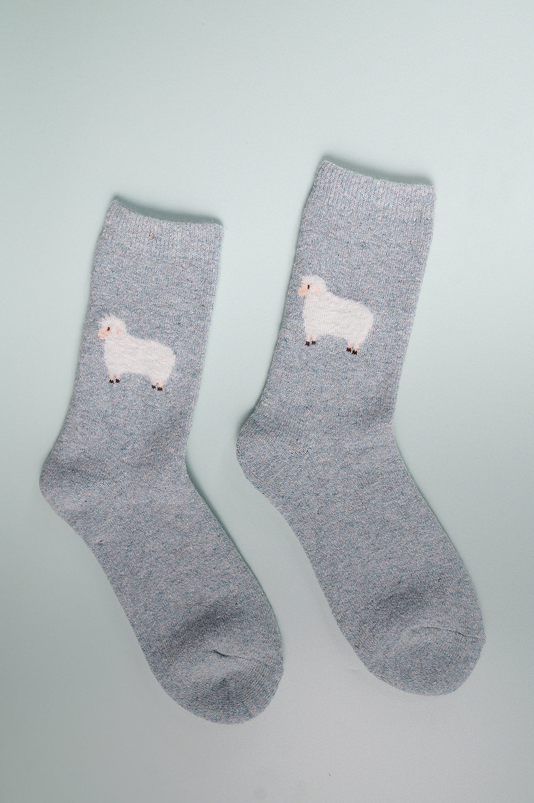 Light blue wool blend sheep socks
