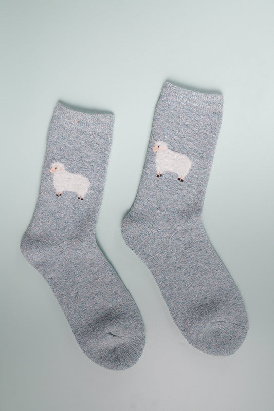 Light blue wool blend sheep socks