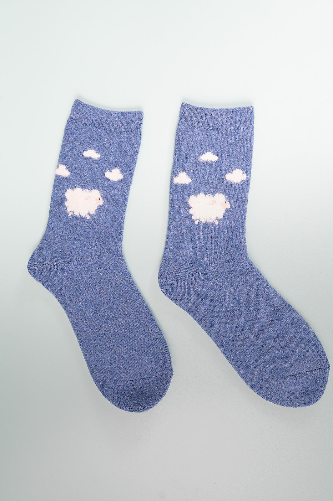 Denim wool blend fluffy sheep socks