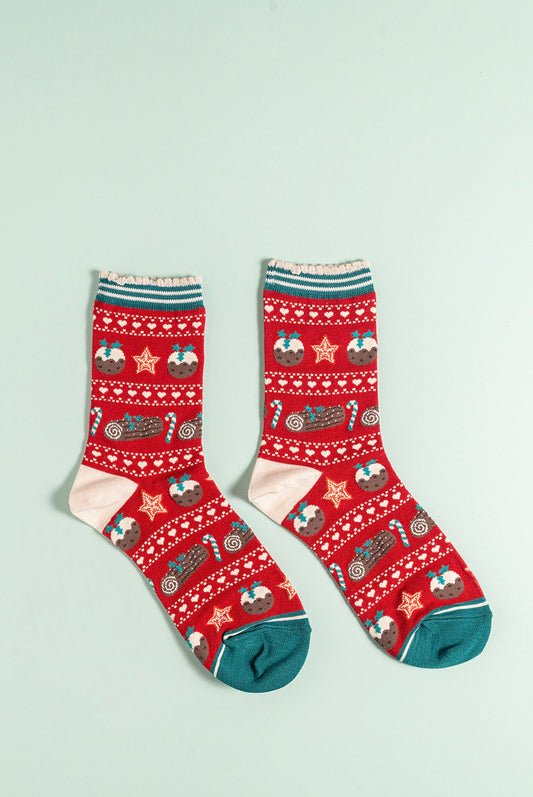 Christmas puddings bamboo socks