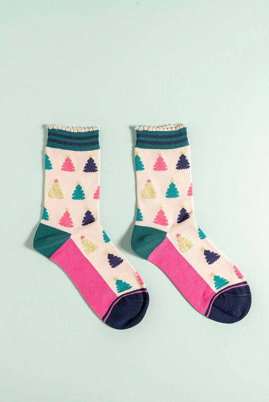 Trees cream bamboo socks