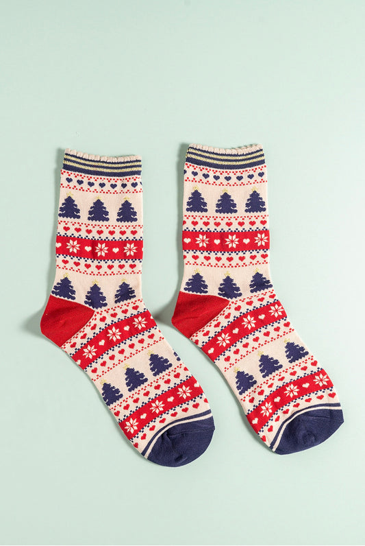 Cream Trees bamboo socks