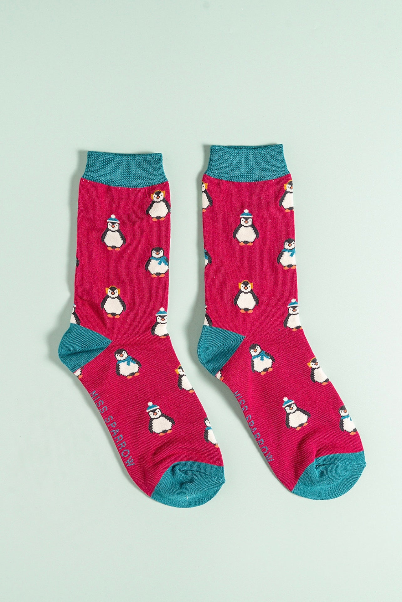 Penguin red bamboo socks