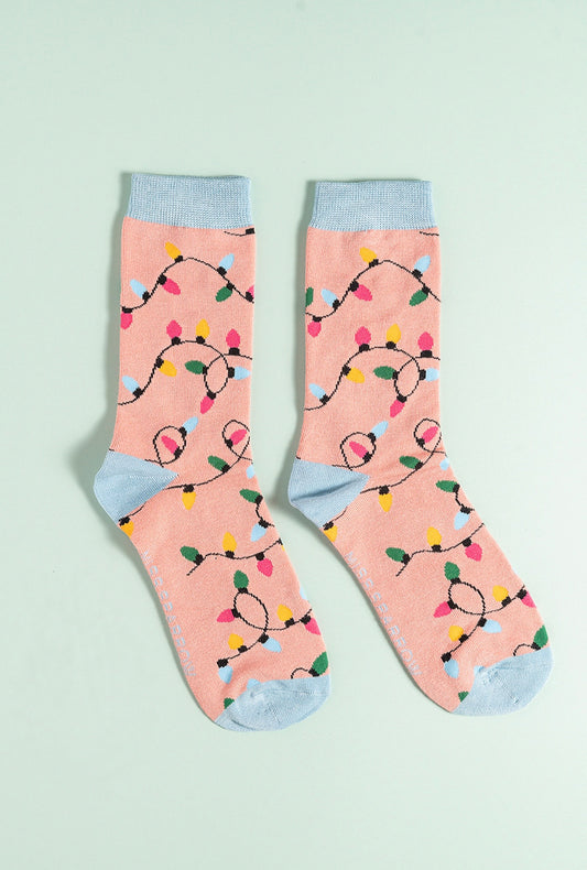 Pink lights bamboo socks