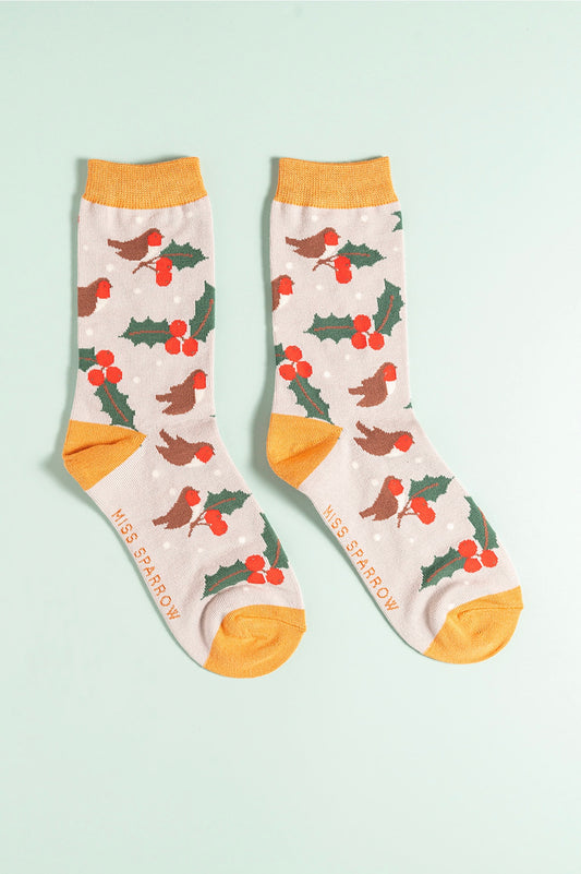 Pink hedgerow bamboo socks