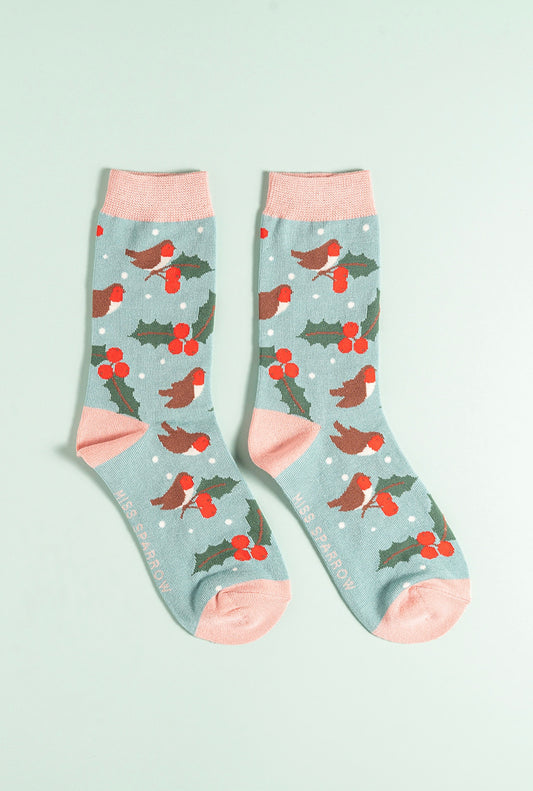 Blue Hedgerow bamboo socks