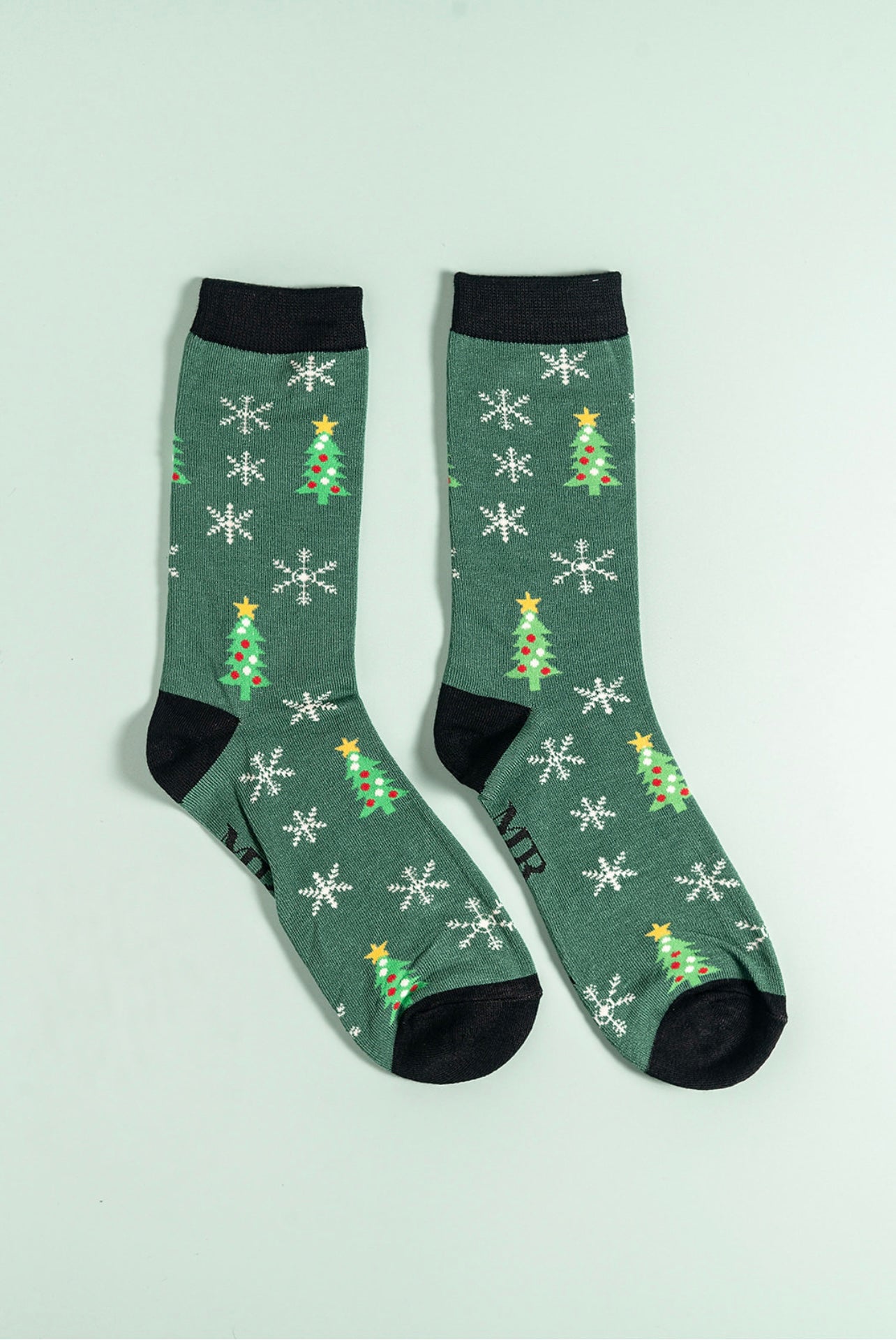 Festive trees green Bamboo Socks