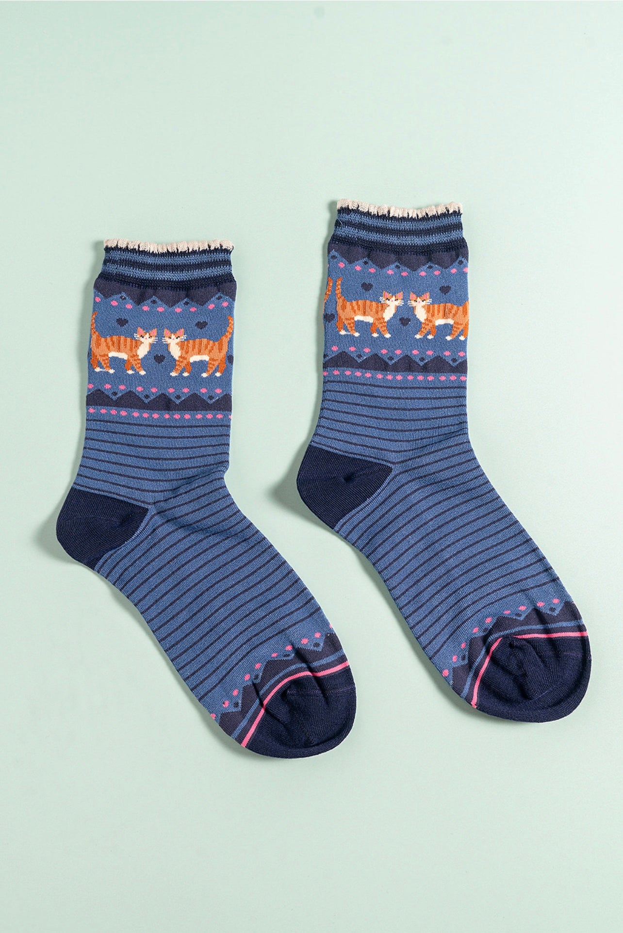 Navy Cats Bamboo Socks