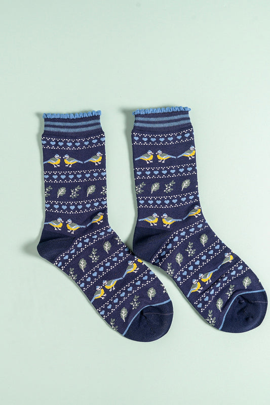 Bluetit repeat bamboo socks
