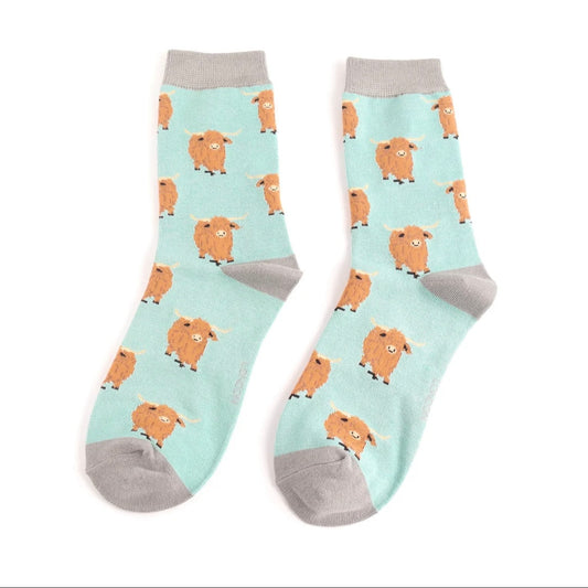 Highland Herd Bamboo Socks Blue