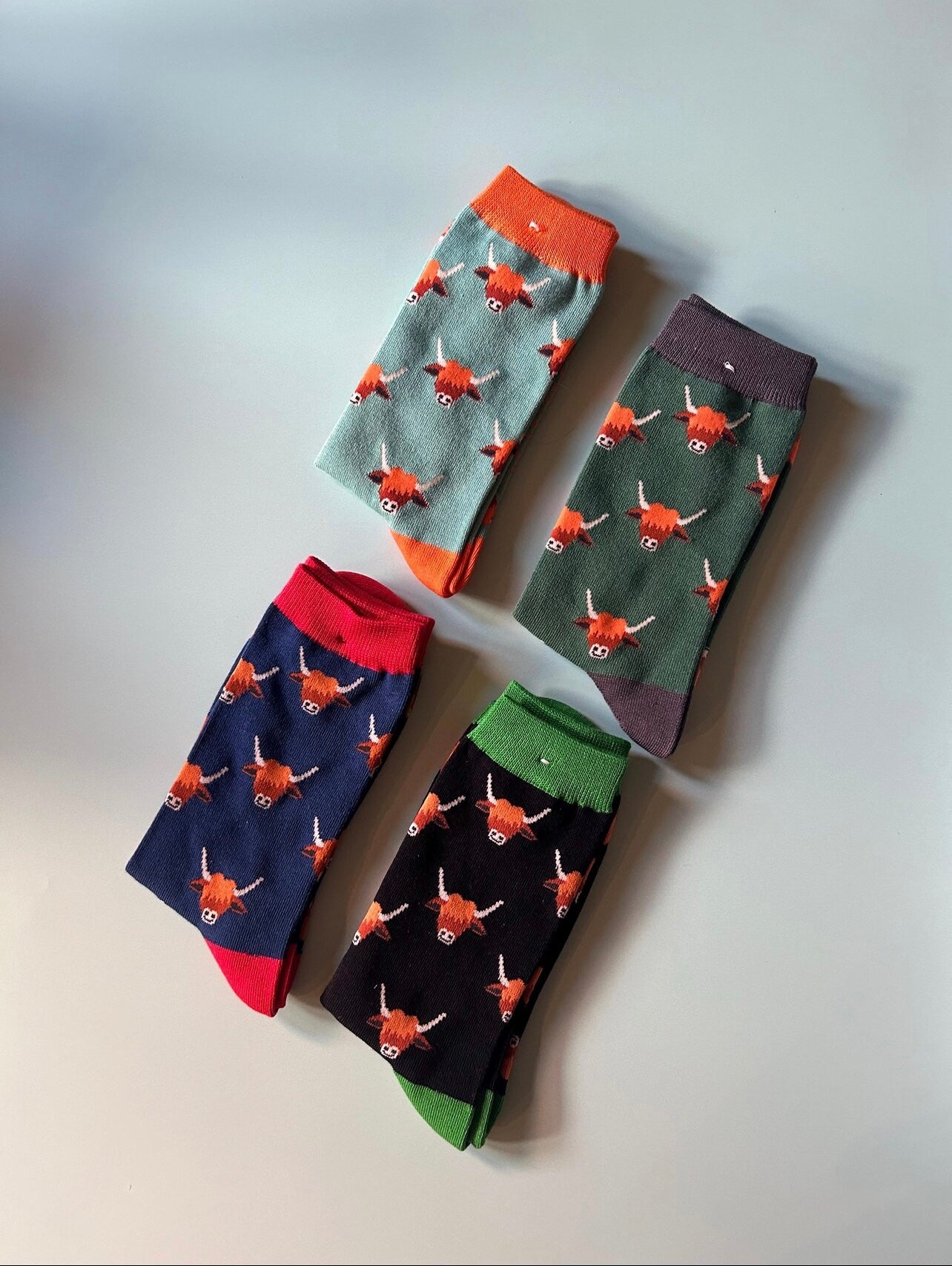 Highland Cow Bamboo Socks Navy