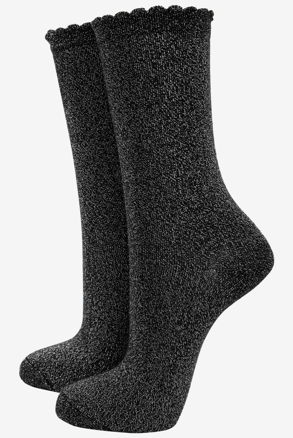 Black + Silver Glitter Socks