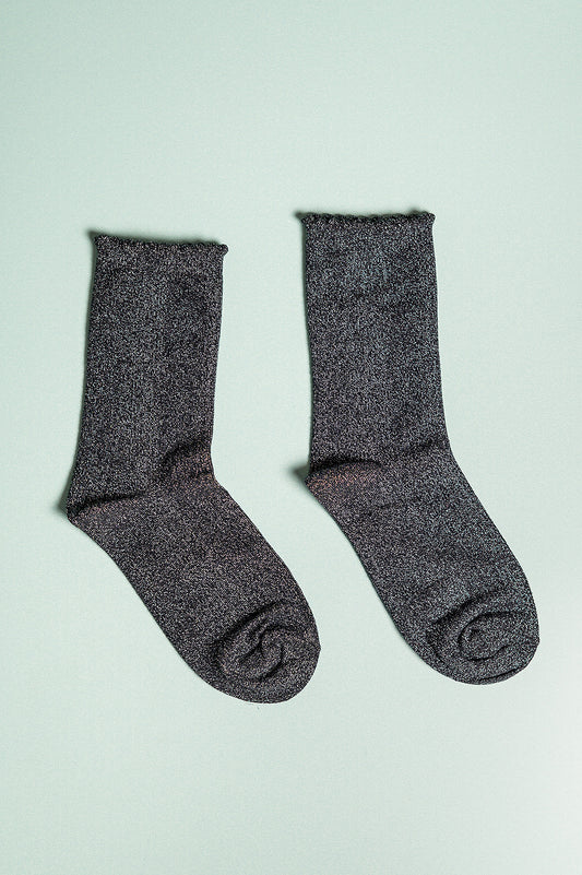 Black + Silver Glitter Socks