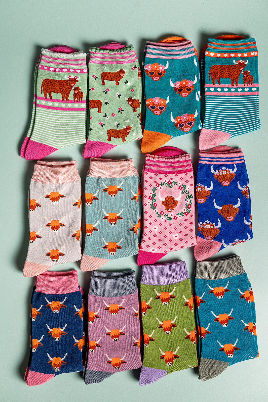 Highland Cow Bamboo Socks Silver