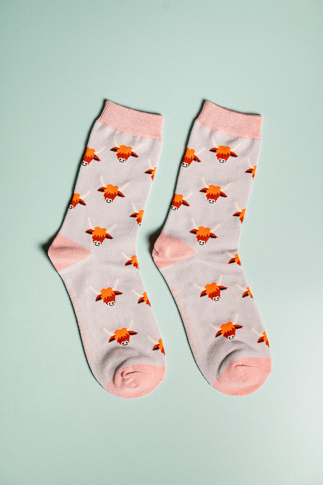 Highland Cow Bamboo Socks Silver