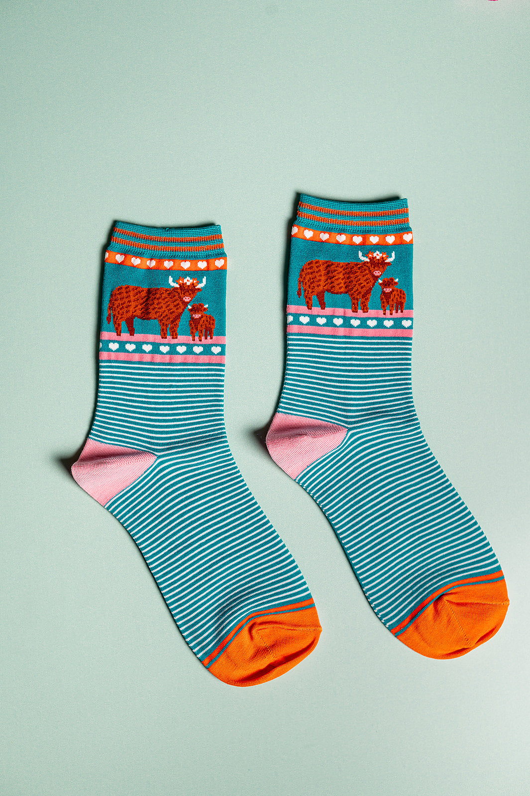 Highland Cow + Calf Teal