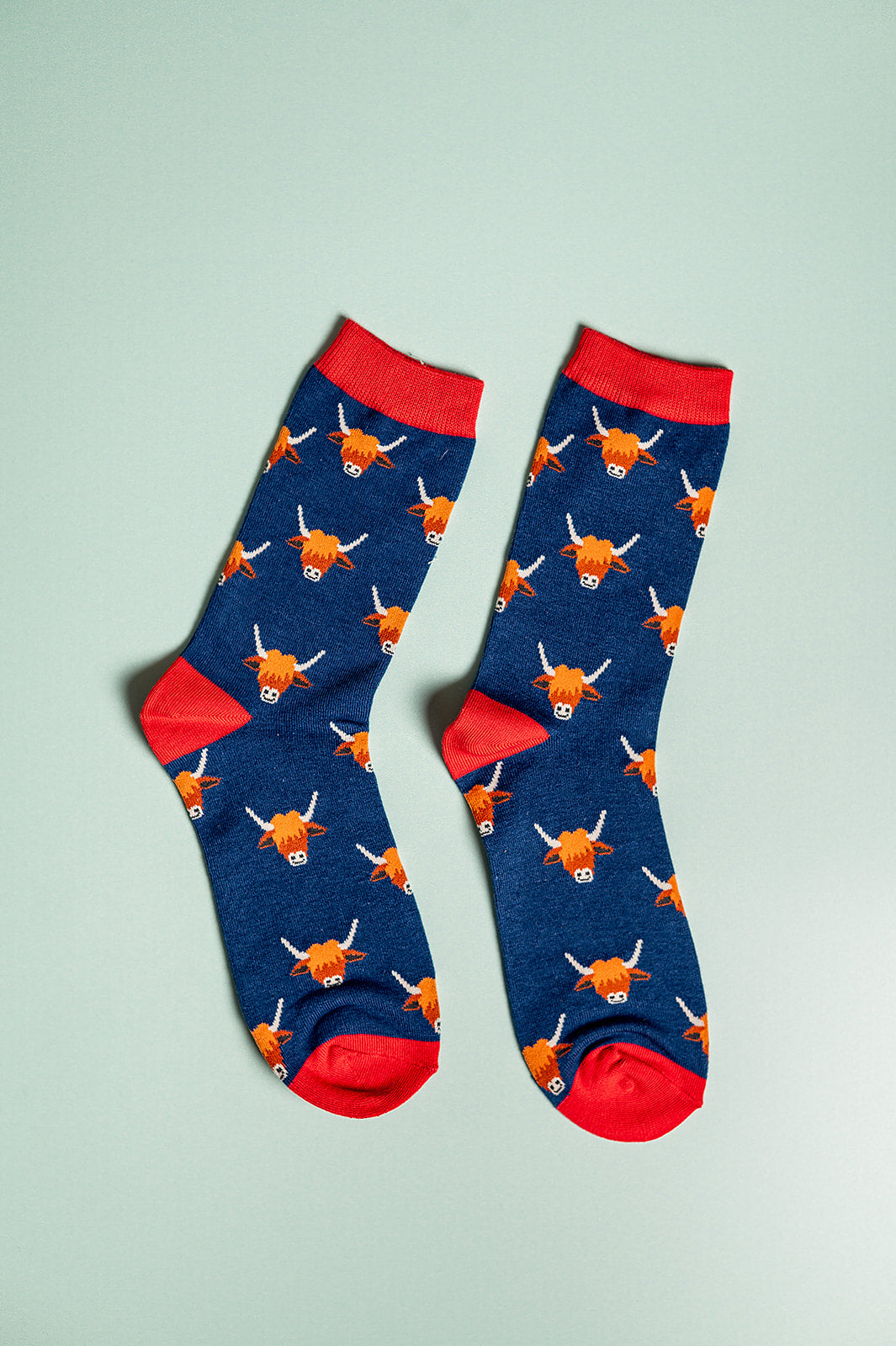 Highland Cow Bamboo Socks Navy