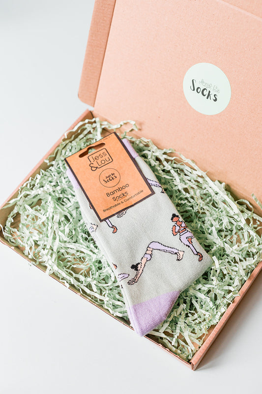 Yoga Mint Green & Purple Bamboo Socks