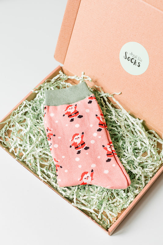 Jolly Santa Socks Dusky Pink