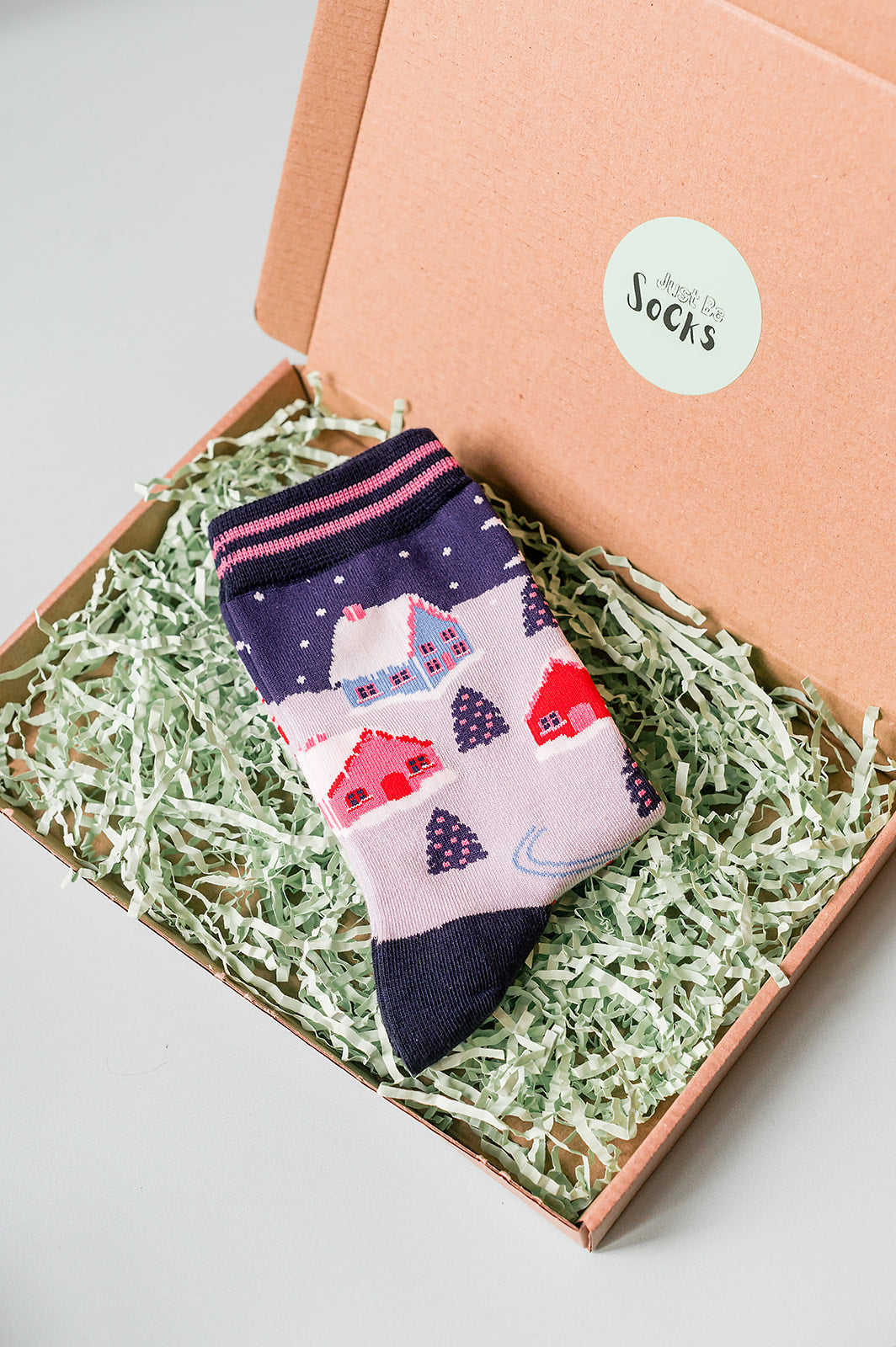 Women's Bamboo Socks - Navy Blue, Winter Village