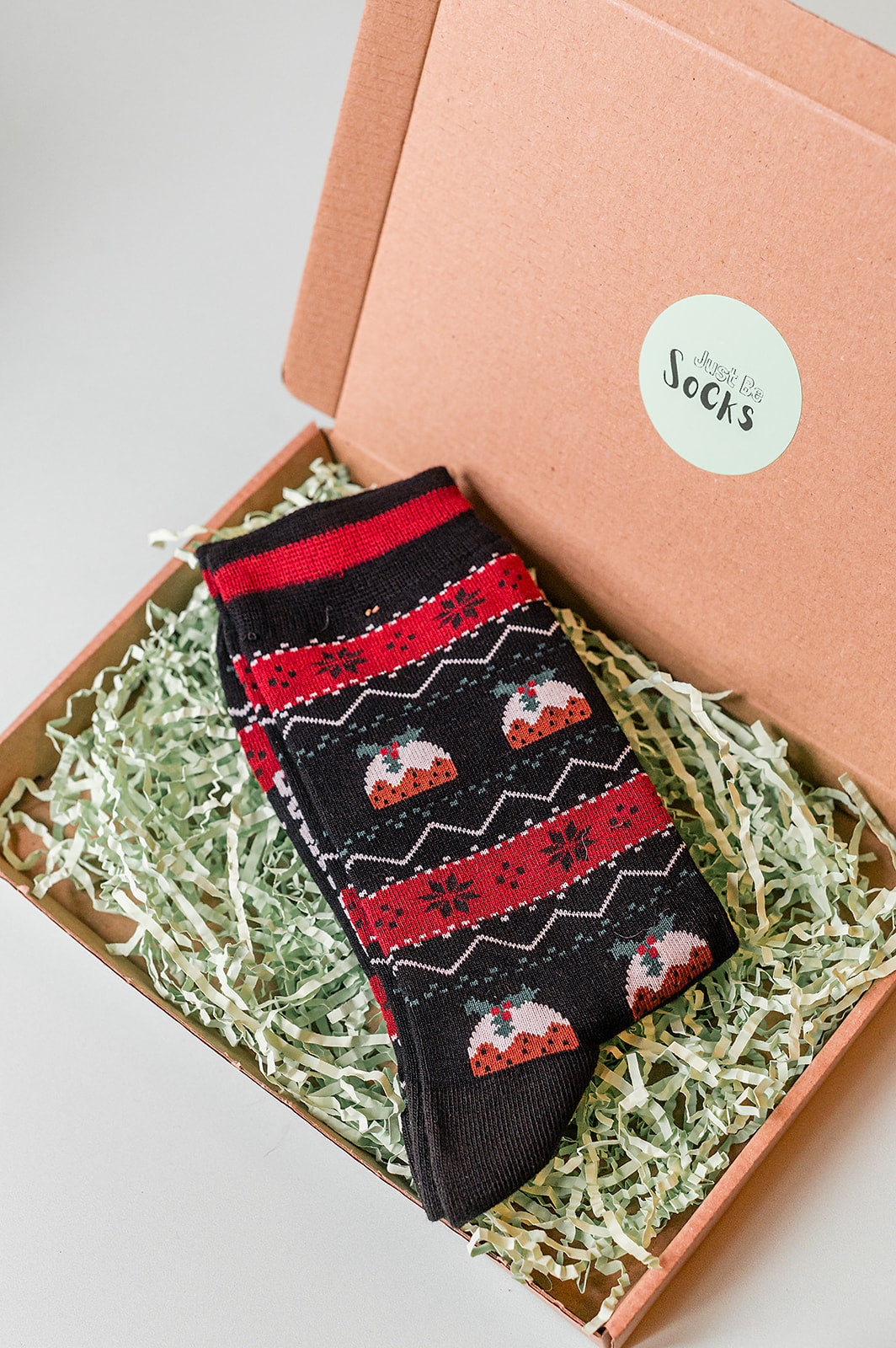 Men's Bamboo Socks - Black, Christmas Pudding Fair Isle