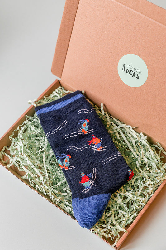 Men's Bamboo Socks - Navy Blue, Skiing