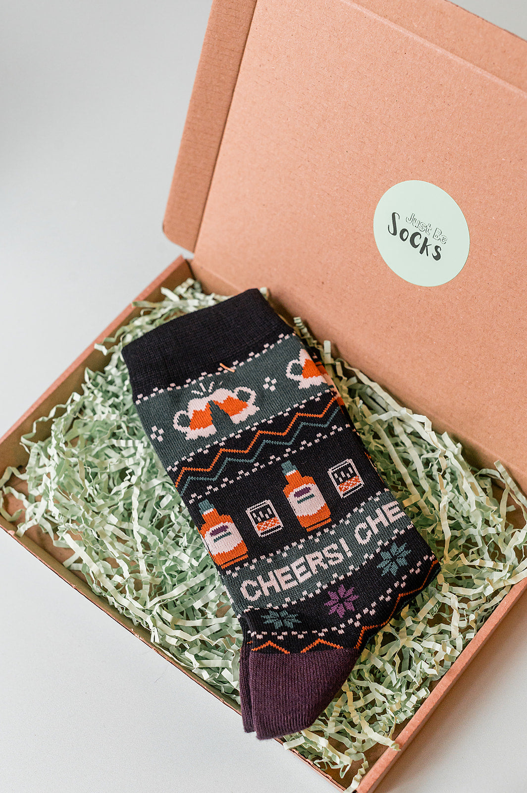 Men's Bamboo Socks - Black/Green, Party Drinks Fair Isle
