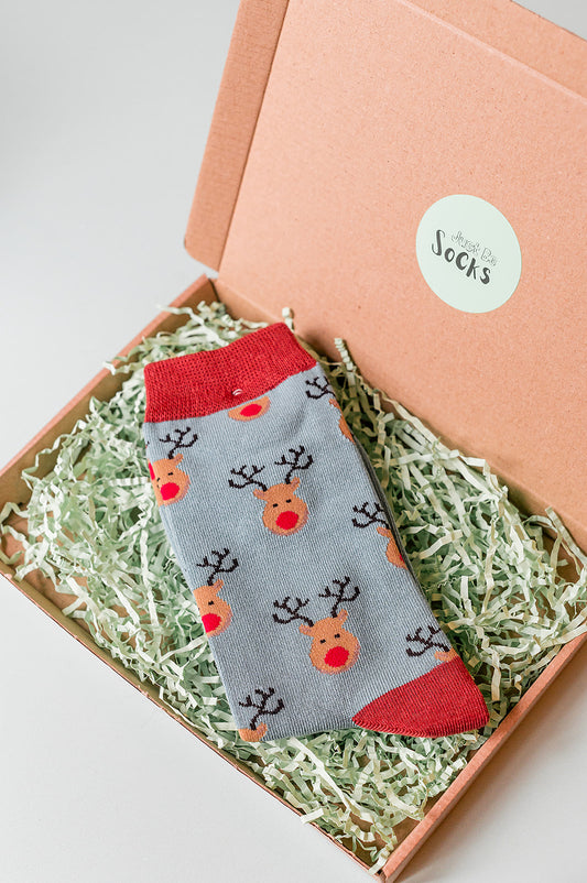 Men’s Reindeer Socks Blue