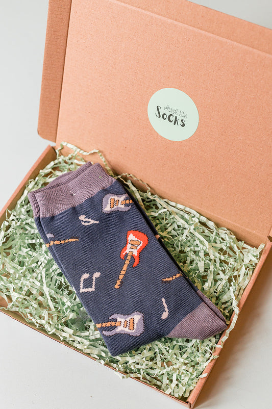 Guitar Mens Bamboo Socks Letterbox Giftset