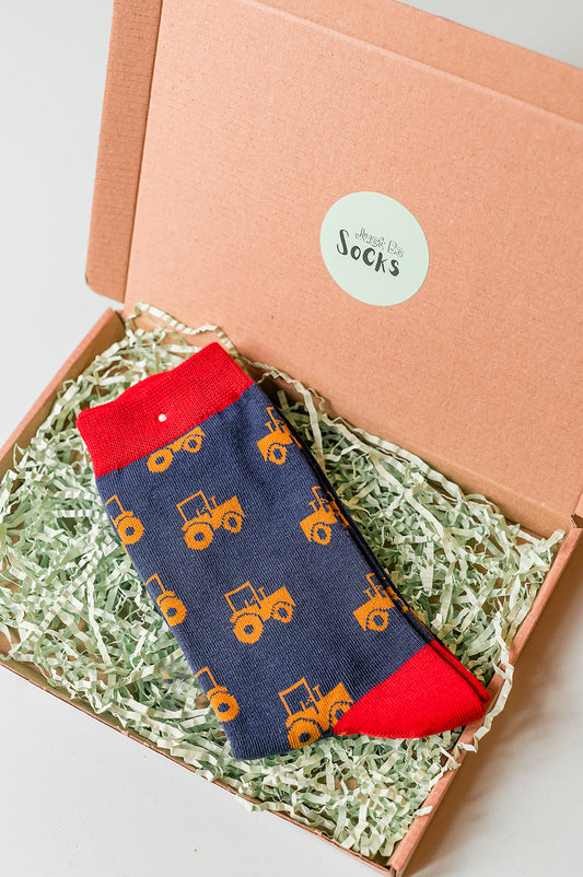 Tractor Bamboo Socks  –  Farmer Gift for Him, Novelty Socks, Christmas or Birthday Gift for Dad or Husband | Size 7-11
