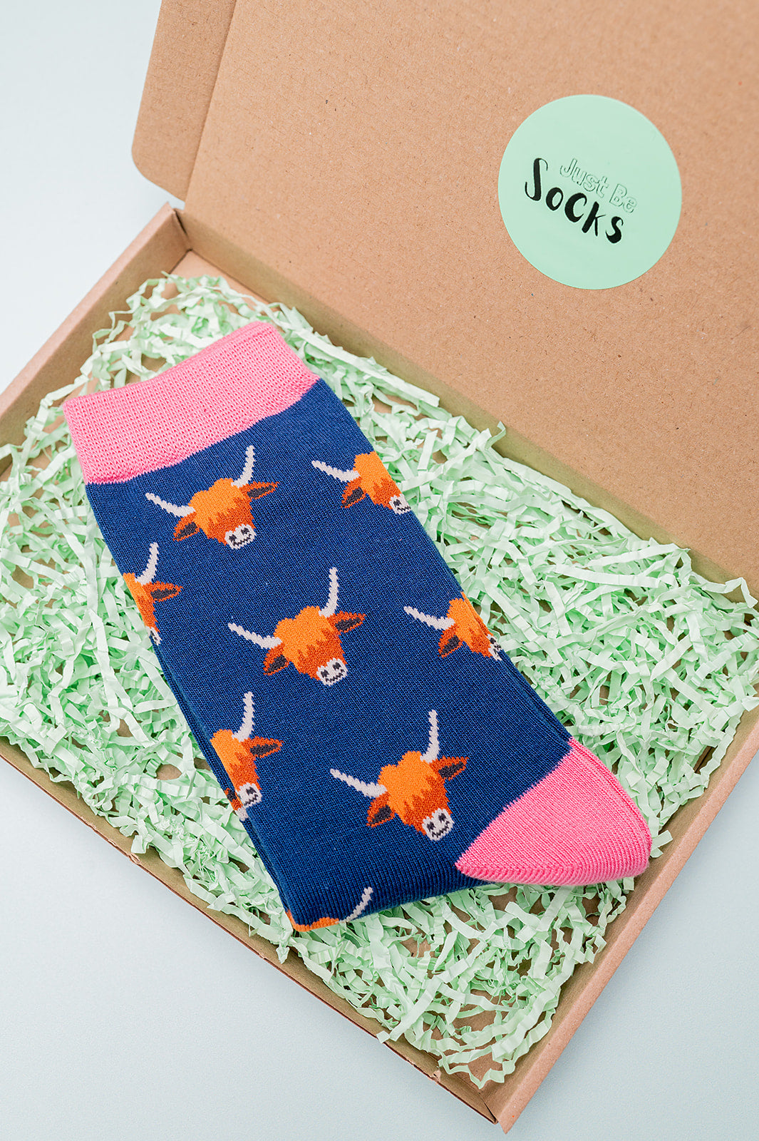 Ladies Highland Cow Bamboo Socks Navy